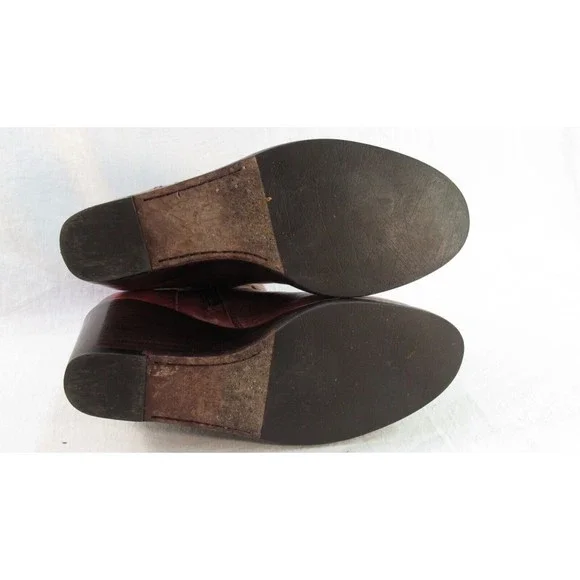 Frye Wedge Heel Ankle Boots Cognac Brown Leather Size 7 M- fits like a 6 - Picture 8 of 8